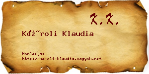Károli Klaudia névjegykártya